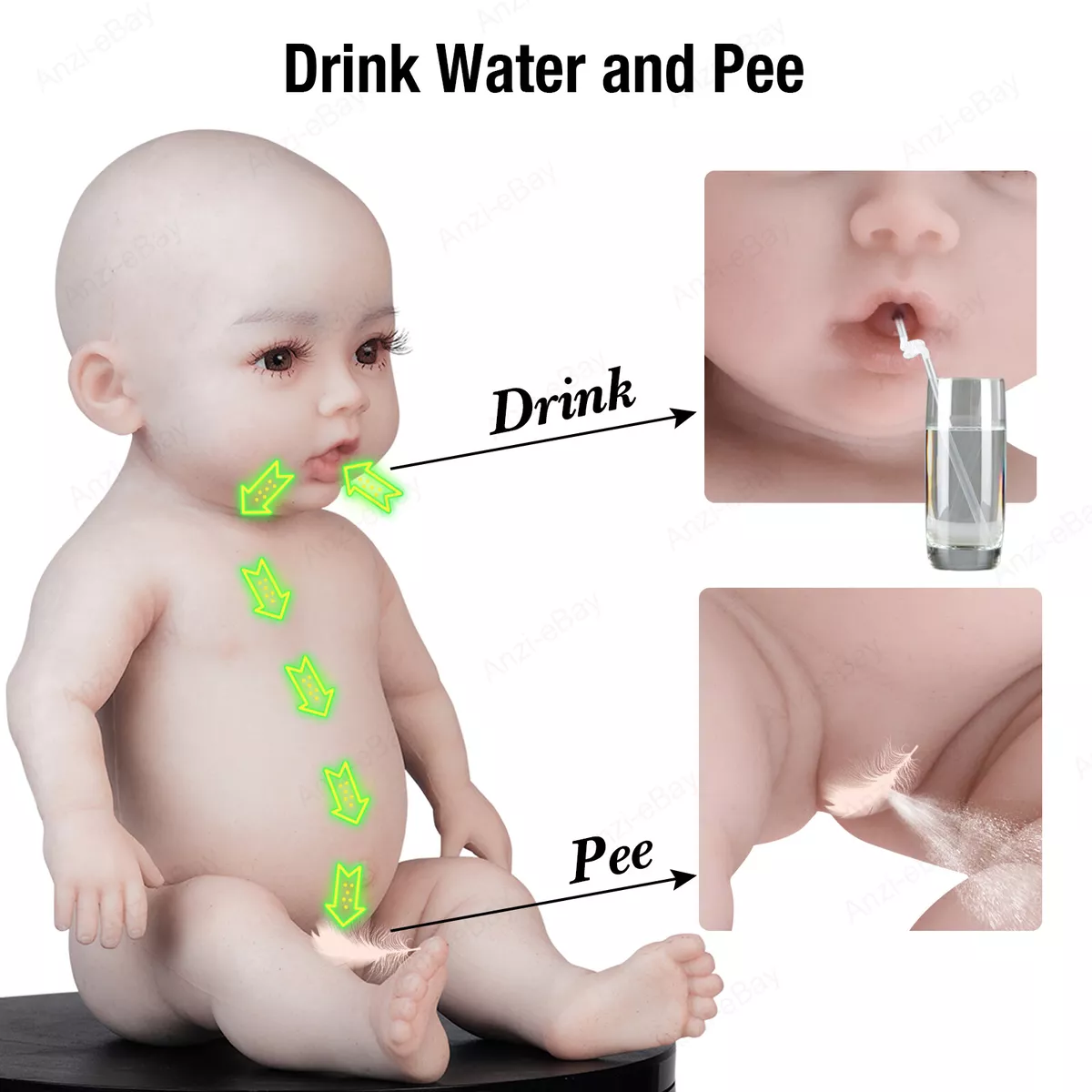 Can Drink Milk Can Pee Silicone Reborn Dolls Soft Full Body Solid