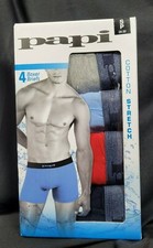 Papi 4 Boxer Briefs Cotton Stretch S Gray Blue Red Navy, Modern Fit SHIPS FREE 