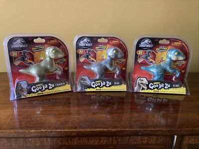 NEW Jurassic World GOO JIT ZU - Echo Blue Charlie Velociraptors Set Stretch Toy