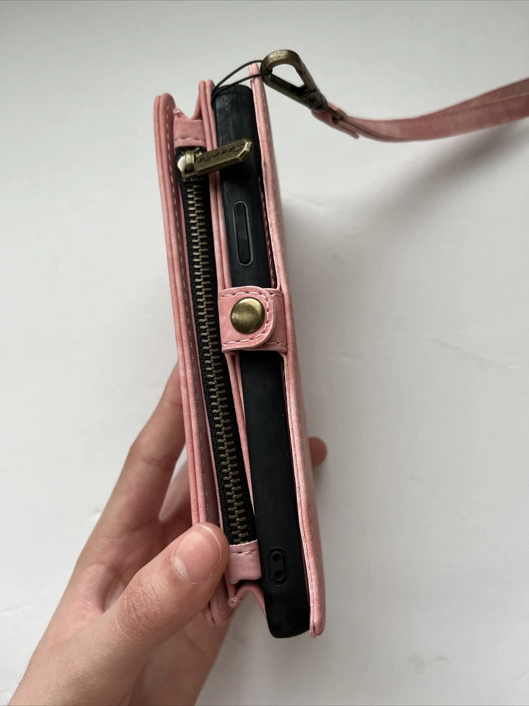 Pink Wallet Style Card Holder iPhone 14 Pro Max Phone Case