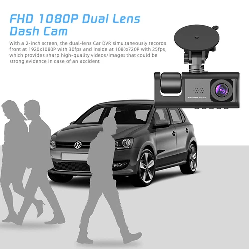 Dual Lens Autokamera Dashcam Full HD 1080P DVR Recorder Nachtsicht G-Sensor - Bild 8 von 20
