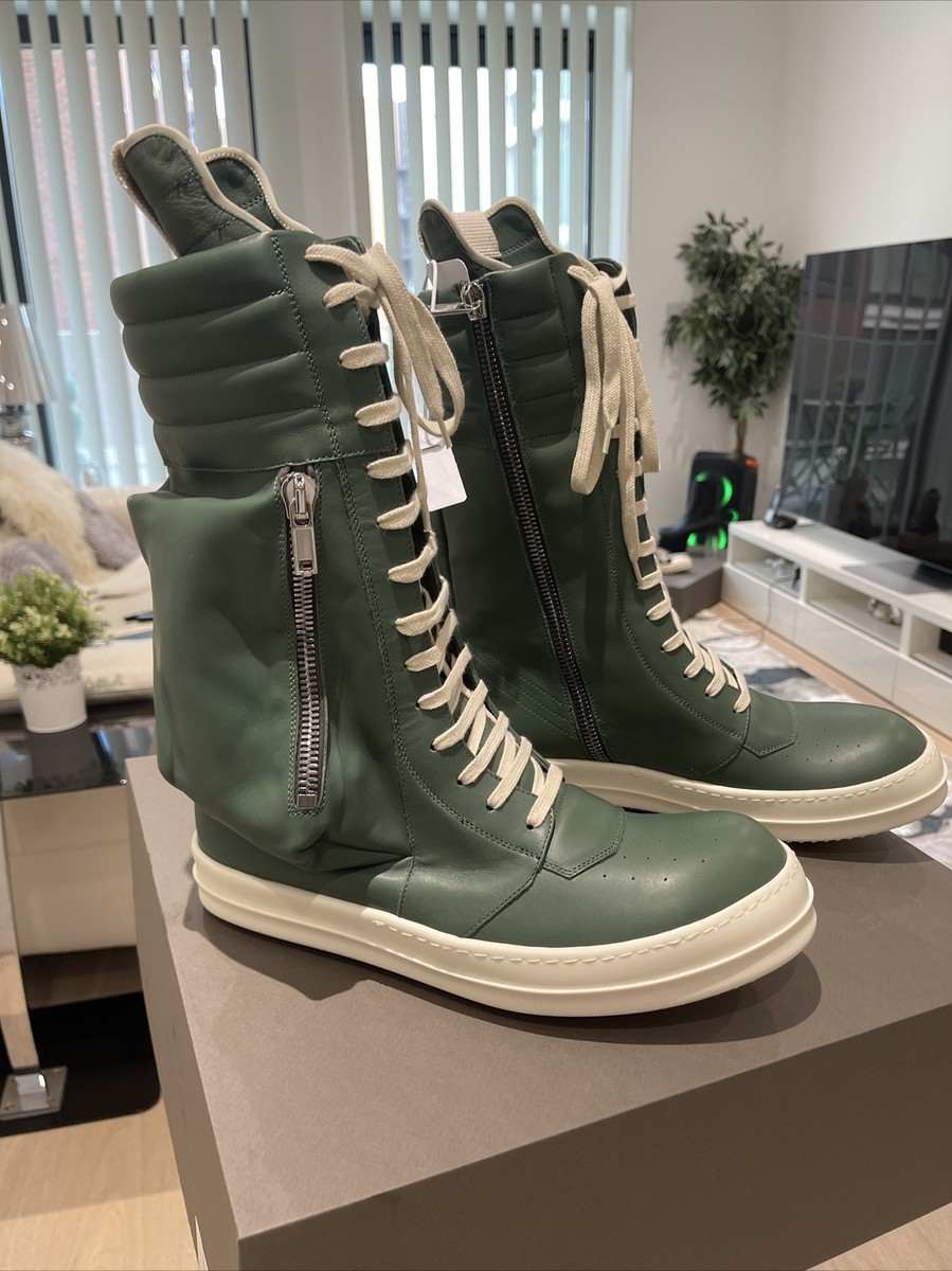Rick Owens Cargo Basket High Leather Trainers - EU44/UK10 (Brand 