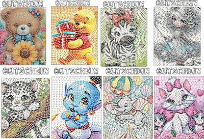 Diamond Painting * A6 Klappkarten für  EIGENEN runden RESTSTEINE, Kinder-08