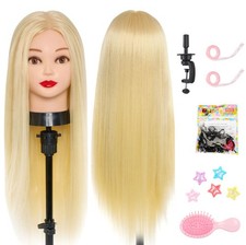 66cm Neverland Übungskopf  50% Echthaar Trainingsköpfe Blonde Halter + Haare Set