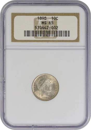 1898 Barber Silver Dime MS65 NGC