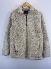 Simply Southern SOFT Sherpa Preppy Pullover Women's M Cream Quarter Zip Fuzzy