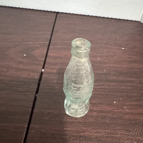 Coca-Cola Miniature Bottle , rare  Blue Tint, Glass Vintage Hobble Skirt