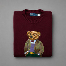 POLO PALPH LAUREN Red Wool Cashmere Polo Bear Sweater Women s Medium NWT