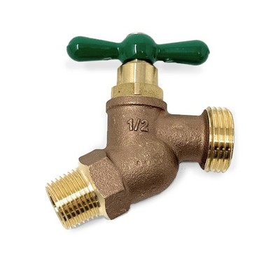 Male Hose Bibb,  Multi-Turn Valve, No Hose Kink, 1/2  Male NPT Inlet x3/4  NHT