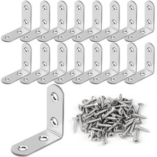 16 Pcs L Bracket Stainless Steel Corner Brace Sets, 16PCS 40 40MM, Silver
