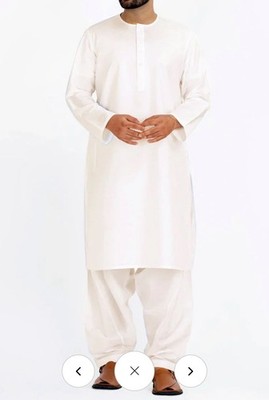 Junaid Jamshed Herren cremeweiß Shalwar Kameez Größe Medium normale pakistanische Kleidung