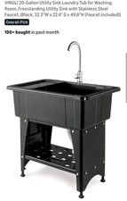 VINGLI 20-Gallon Freestanding Utility Sink Tub Stainless Steel Faucet 32.3"