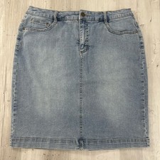 Charter Club Blue Denim Jean Straight Knee Pencil Slit Pockets Retro Skirt 10