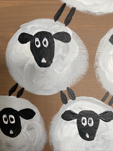 Sheep 8/10 Acrylic Painting,original - Picture 3 of 11