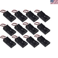 12Pcs 2 x 1.5V AA Battery Holder Case Box, 2 AA Battery Holder with Wire Leads