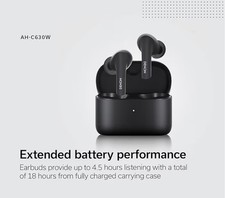 Denon AH-C630W Wireless Bluetooth Earbuds, In-Ear, Black, with Charging Case