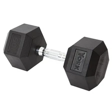 York Barbell Hex Dumbbell Set 105LB Rubber Coated Fixed Weight Dumbbells Pack 1