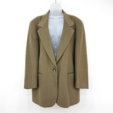 LL Bean Blazer Womens 16R Olive VTG Made In USA Wool Cashmere Menswear Old Money