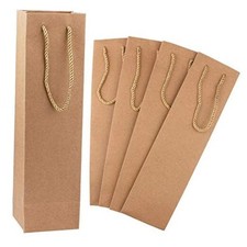 50 Pack Kraft Wine Bag - Brown Heavy Duty Paper Gift Bags With Handles for