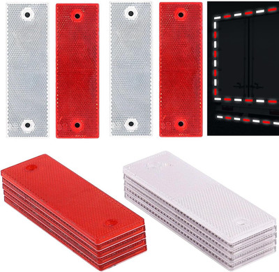 16Pack Red/White Safety Reflectors Self Adhesive Trailer Reflectors，Car Reflecto