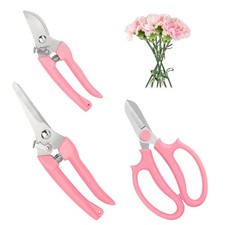 Garden Scissors 3Pcs Floral Shears with 3 Different Blades,Floral Pink