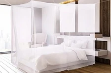 No-See-Um mesh Square Mosquito Net for Queen Size Bed 2 Openings Ne... Fast Ship