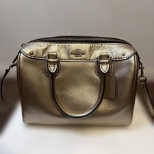 Coach Metallic Gold Leather 2-Way Shoulder Bag with Removable Strap
