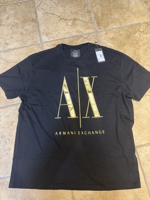 Armani Exchange AX Icon Period T-Shirt Black Gold Logo NWT Men s XL FW23