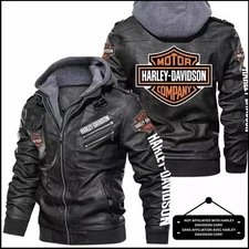 Men's Harley-Davidson Real Leather Motorbike Removable Hoodie Biker Jacket