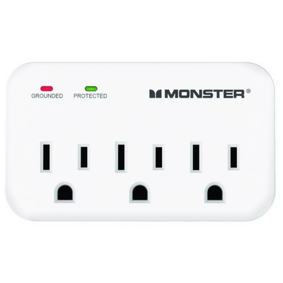 #ad Monster 1601 White 1200J 3 Outlet Just Power It Up Surge Protector Wall Tap $13.38