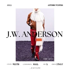 J.W. ANDERSON A/W 2015 RUNWAY White Orange Wool Blend Fringe Oversized Scarf