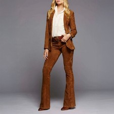 NWT Polo Ralph Lauren Lamb Suede Flared Pants Brown 1298 - Size 2 XS