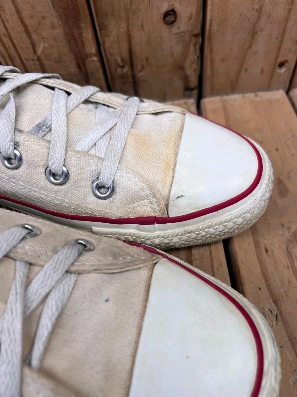 VTG 🔥🔥Rare Chuck Taylor All Star Converse white cream Made In USA 12 uk  11 thumbnail 4