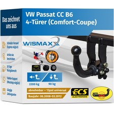 ANHÄNGERKUPPLUNG abnehmbar für VW Passat CC B6 08-12 +13polig E-Satz ABE