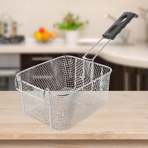 Panier à Friture Réutilisable En Acier Inoxydable - Avec Plateau - Pour Friteuse, Cuisson à L'Huile - Ustensile Cuisine