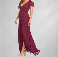 Show Me Your Mumu Dress S Burgundy Maxi Wrap Chiffon Formal
