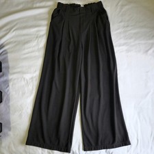 Halara Women's Petite M Black High Rise Pull On Wide Leg Pants Stretch, Pockets