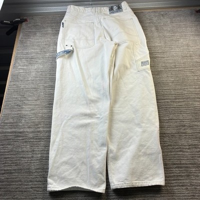 Southpole Jeans Mens 34 Fits 32x32 White Carpenter Dragon Baggy