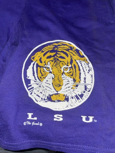 New Vintage LSU Athletic Shorts Purple Elastic Drawstring USA Made With Tag 1984 - Picture 2 of 4