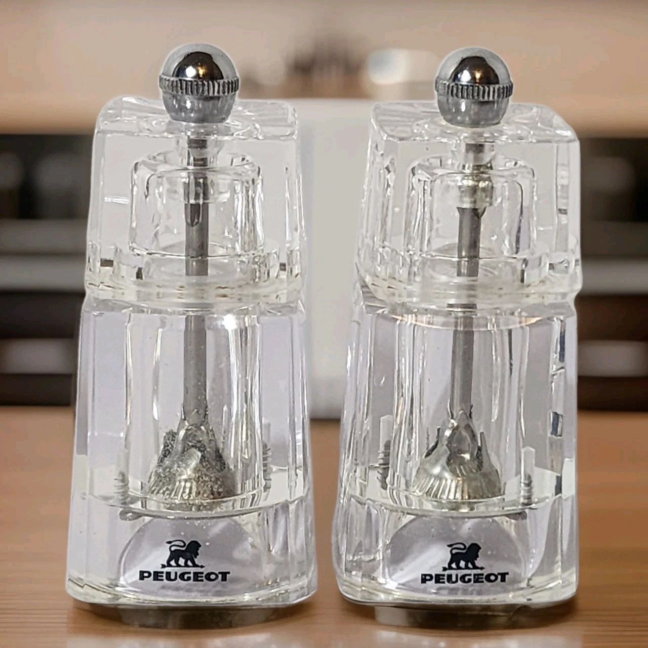 Set of 2-Peugeot 'Chaumont' Acrylic Salt And Pepper Grinders - Made In France