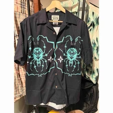 WACKO MARIA Wolf's Head Hawaiian Shirt #1 Black x Mint Japan Size XL Used