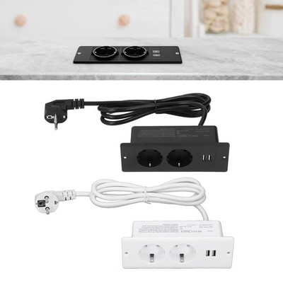 Embedded Power Outlet 2 USB 2 10A Ports Recessed Desk Socket In Desk Power Hub