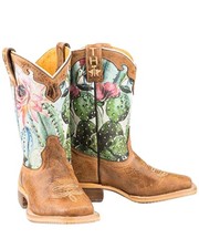 Tin Haul Girls' Cactilicious Embroidered Western Boot Square Toe -