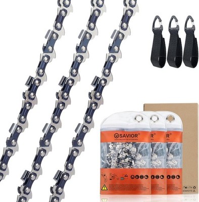 SAVIOR 3 Stück Sägeketten 3/8''LP 1,1 mm 40 TG für 25 cm Schiene, Rückschlagsarme