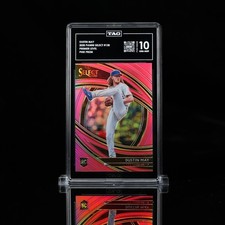 2020 Panini Select Premier Level Pink Prizm #138 Dustin May TAG 10 #/10