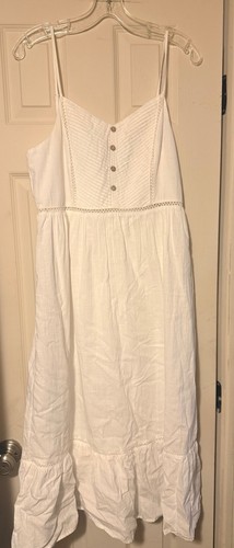 Women’s Doe & Rae White Linen Midi Dress L Large Sundress
