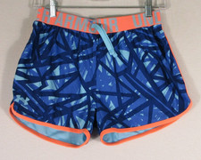 Under Armour Girls Loose Athletic Shorts Mid Rise Elastic Waist Size YL Blue