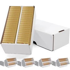 Yexiya 4 Pack 1600 Count Trading/Gaming Card Storage Box 2 Row Cardboard Stor...