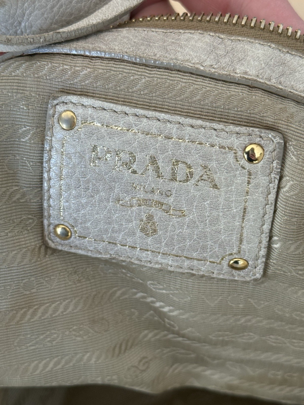 Authentic Prada Cervo Patchwork Bowler Bag Ivory … - image 20