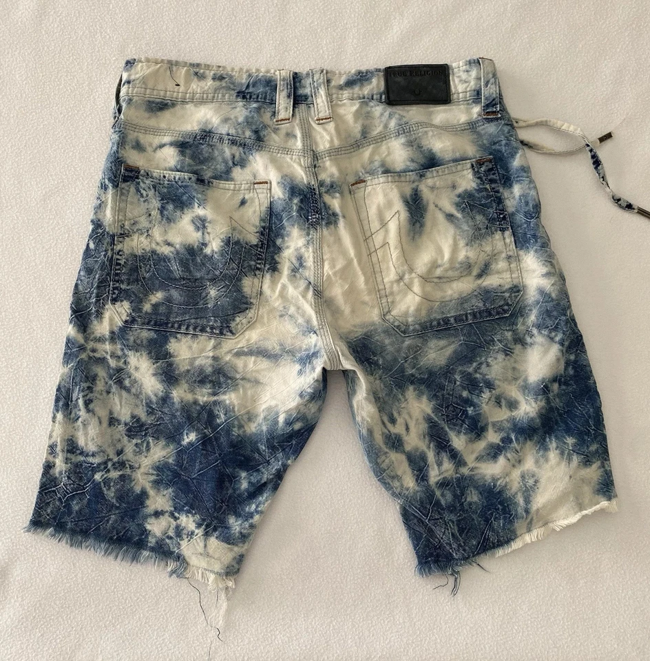 True Religion Shorts Men's 30 Logan Relaxed Denim Button Fly Cut Offs Hem # - Image 4 of 4